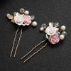 2pcs Handmade U-Shaped Hair Clasp pearl leaf hair pin flower wedding comb bridal crystal pin bride wedding comb bridal pins pin Fashion child vine view 2