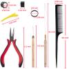 Duufin Hair Extensions Kit 500 Pcs Black Micro Ring Beads 1 Hair Extension Plier 2 Hook Needle Pulling Loop 4 Plastic Alligator Hair Clips 1 Comb and 2 Bags Black Mini Rubber Hair Elastic view 2