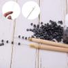 Duufin Hair Extensions Kit 500 Pcs Black Micro Ring Beads 1 Hair Extension Plier 2 Hook Needle Pulling Loop 4 Plastic Alligator Hair Clips 1 Comb and 2 Bags Black Mini Rubber Hair Elastic view 4