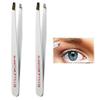 2 Eyebrow Tweezers Hair Beauty Slanted Stainless Steel Coated Makeup Clip USA view 3