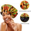 2 Pieces Large Satin Sleep Bonnet African Silky Adjustable Bonnet Sleeping Caps for Curly Hair Black for Girls Women (Retro Patterns) view 2