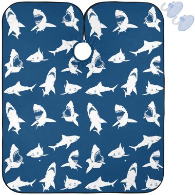 visesunny Barber Cape Fun Shark Polyester Hair Cutting Salon Cape Apron Anti-Static Haircut Water-Resistant Shaving Cloth Beard Shaving Bib Hairdressing Cape