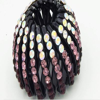Water drill hairpin accessories bird's nest hair grab horsetail buckle headdress hair clip (Pink)