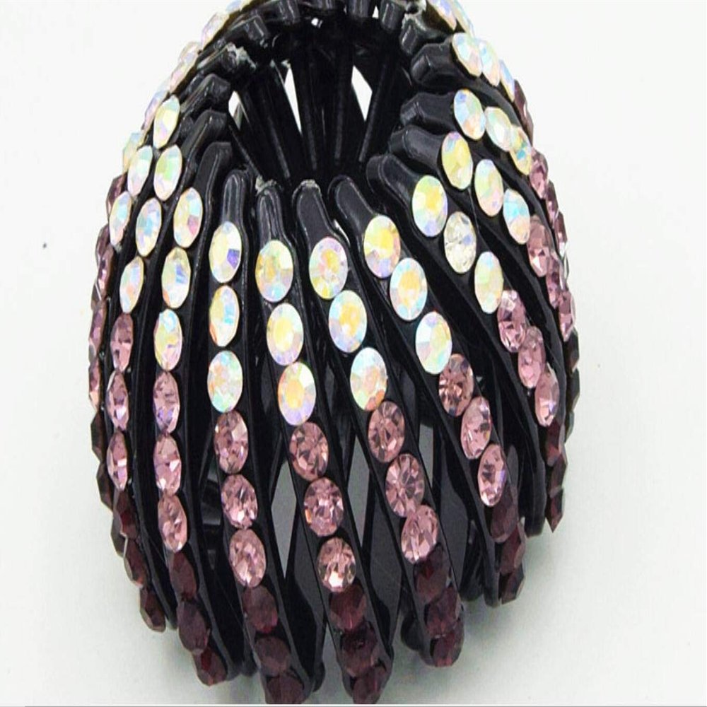 Water drill hairpin accessories bird's nest hair grab horsetail buckle headdress hair clip (Pink)