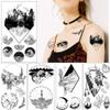 20 Sheets Black Tiny Temporary Tattoo, Hands Face Tattoos Sticker for Men Women, Forest Mountain Designs Body Art on Arm Neck Shoulder Clavicle Waterproof view 2