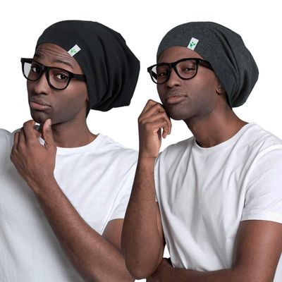 Silk Satin Bonnet for Mens with Curly Hair Adjustable Black