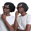 Silk Satin Bonnet for Mens with Curly Hair Adjustable Black view 1