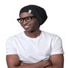 Silk Satin Bonnet for Mens with Curly Hair Adjustable Black view 4