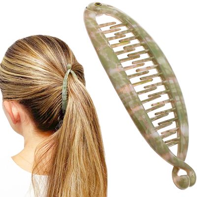 Camila Paris CP3106 4.5 inch French Banana Clip Hair Comb Classic Girls Updo Flexible Ponytail Holder Interlocking Banana Combs, Fashion Durable Styling Hair Accessories for Women, Made in France