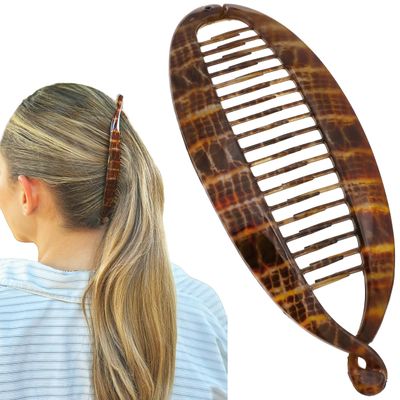 Camila Paris CP3097 French Extra Large Banana Clip Hair Comb, Classic Banana Clips Hair for Thick Hair Ponytail Holder Interlocking Styling Clips for Women Made in France