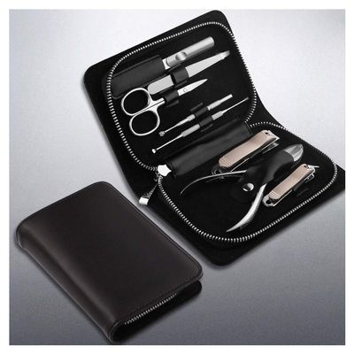 zxb-shop Nail Clippers Kit Black 8 Piece Set Professional Pedicure Nail Tools Travel Portable Stainless Steel Beauty Set Men Nail Cover Set Manicure Pedicure (Color : A)