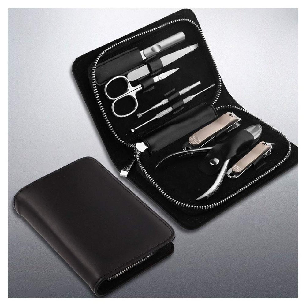 zxb-shop Nail Clippers Kit Black 8 Piece Set Professional Pedicure Nail Tools Travel Portable Stainless Steel Beauty Set Men Nail Cover Set Manicure Pedicure (Color : A)
