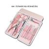 zxb-shop Manicure Set Pink Women's Stainless Steel Nail Care Tools Beauty Manicure Set Household Eyebrow Knife Pedicure Set (15 Pieces) Nail Clippers Pedicure Kit (Color : A) view 2