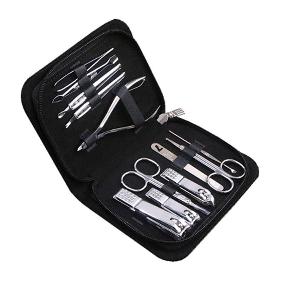 zxb-shop Manicure Set Black Leather Bag Nail Clippers Set Nail Scissors Ear Selection Pedicure Tool Set Rectangular Nail Care Box White (Set of 9) Nail Clippers Pedicure Kit (Color : A)