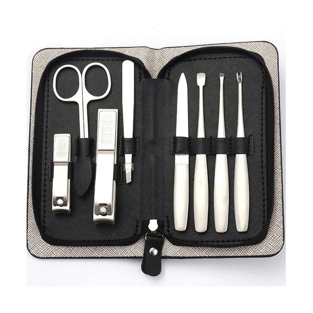 zxb-shop Manicure Set Black Rectangle Manicure Set Household Stainless Steel Ear Pick Nail Manicure Tool Travel Carry Bag (8 Piece Set) Nail Clippers Pedicure Kit