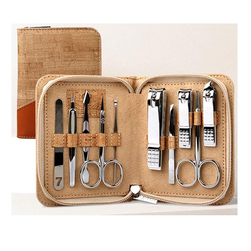 zxb-shop Manicure Set Men Nail Care Tool, 10-Piece Manicure Beauty, Face and Nail Care Set, Silver Eyebrow Clip (Yellow Leather Bag) Nail Clippers Pedicure Kit (Size : A)