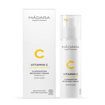 MDARA Organic Skincare | Vitamin C Illuminating Recovery Cream 50 ml, Vitamin C moisturiser with hyaluronic acid, Hydrating and brightening face cream, All skin types, Vegan, Ecocert certified
