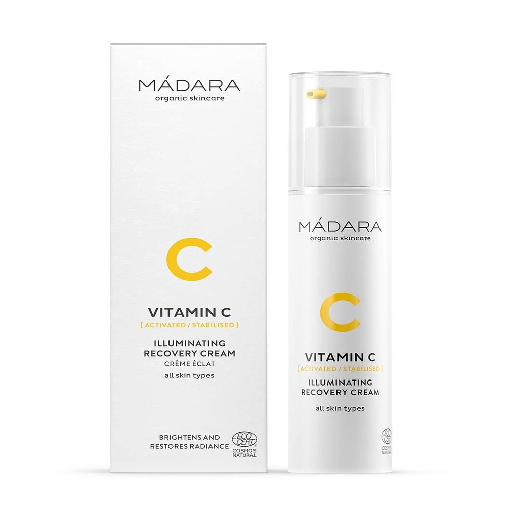 MDARA Organic Skincare | Vitamin C Illuminating Recovery Cream 50 ml, Vitamin C moisturiser with hyaluronic acid, Hydrating and brightening face cream, All skin types, Vegan, Ecocert certified