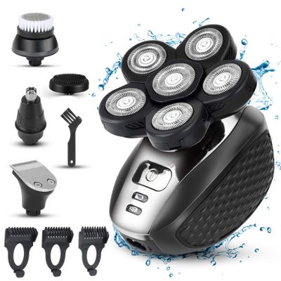 Bud K Electric Razor for Men, 5-in-1 Head Shavers for Bald Men, Wet & Dry, Rechargeable, Black