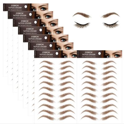 4D Hair-like Eyebrow Tattoo Stickers - 88 Pairs Waterproof Brown Imitation Ecological Lazy Natural Makeup Tool for Women (Classic Pattern)