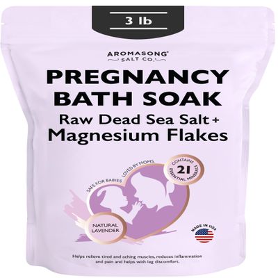 Aromasong Pregnancy Bath Soak 3 LB - 100% Pure Magnesium Flakes with 21 Essential Dead Sea Minerals and Natural Lavender - Better Absorbing Than Epsom Salt