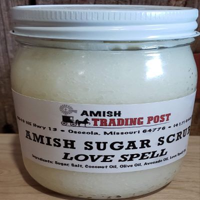 Amish Sugar Scrub all Natural Homemade Product! 1 pint glass jar Facial Scrub (Love Spell)