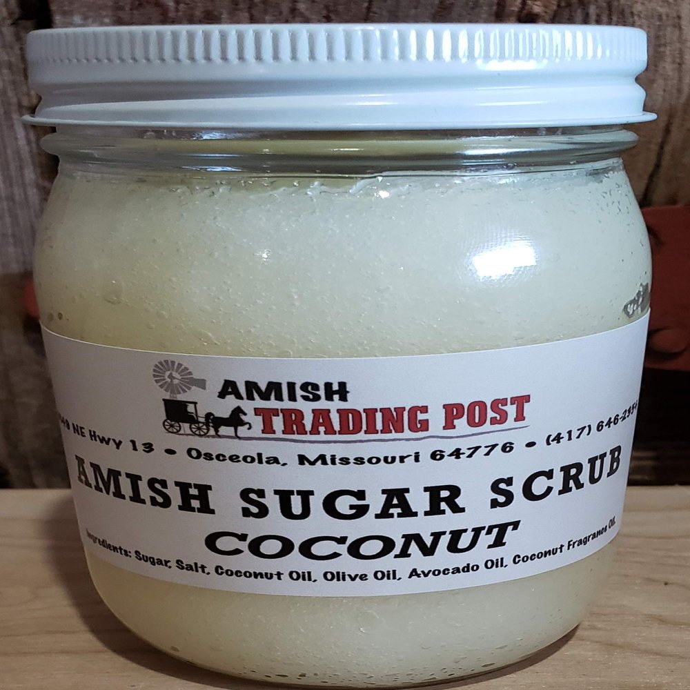 Amish Sugar Scrub all Natural Homemade Product! 1 pint glass jar Facial Scrub (Coconut)