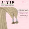 YoungSee U Tip Hair Extensions Human Hair Highlight U Tip Hair Extensions Ash Blonde with White Blonde Highlight Utip Hair Extension Human Hair 20 Inch Ktip Extension Remy Hair 1G/S 50G for Wedding view 2