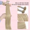 YoungSee U Tip Hair Extensions Human Hair Highlight U Tip Hair Extensions Ash Blonde with White Blonde Highlight Utip Hair Extension Human Hair 20 Inch Ktip Extension Remy Hair 1G/S 50G for Wedding view 3
