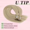 YoungSee U Tip Hair Extensions Human Hair Highlight U Tip Hair Extensions Ash Blonde with White Blonde Highlight Utip Hair Extension Human Hair 20 Inch Ktip Extension Remy Hair 1G/S 50G for Wedding view 4