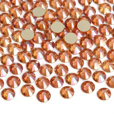 Jollin 2880 Pieces Flatback Rhinestones Glue Fix Crystal Glass Diamantes Gems for Crafting Nail Art Crafts Decorations Clothes Shoes 2.8 mm (ss10, Amber)