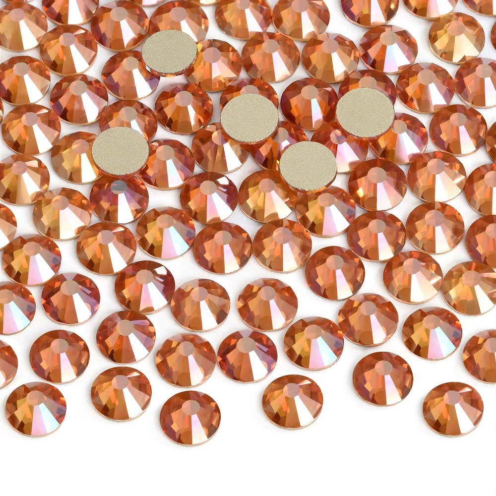Jollin 2880 Pieces Flatback Rhinestones Glue Fix Crystal Glass Diamantes Gems for Crafting Nail Art Crafts Decorations Clothes Shoes 2.0 mm (ss6, Amber)