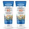 Badger Reef Safe Sport Mineral Sunscreen - Unscented SPF 40, 98% Organic, Water Resistant Zinc, Approved for Hawaii & Mexico Reefs, 2.9 fl oz, 2-Pack view 1