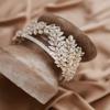 Aimimier Bridal Crystal Leaf Vine Tiara Crown Gold Leaf Headband Wedding Headpiece Bridesmaid Prom Festival Hair Accessories for Women and Girls (Silver) view 2
