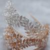 Aimimier Bridal Crystal Leaf Vine Tiara Crown Gold Leaf Headband Wedding Headpiece Bridesmaid Prom Festival Hair Accessories for Women and Girls (Silver) view 3
