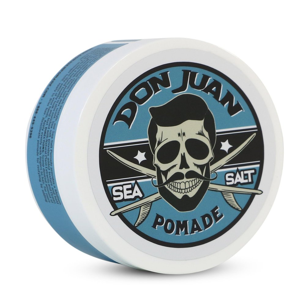 Don Juan Sea Salt Pomade | Water Based | Medium Hold | Medium Shine | Natural Plant Extracts and Ocean Minerals | Surf Wax Scent, 4 oz