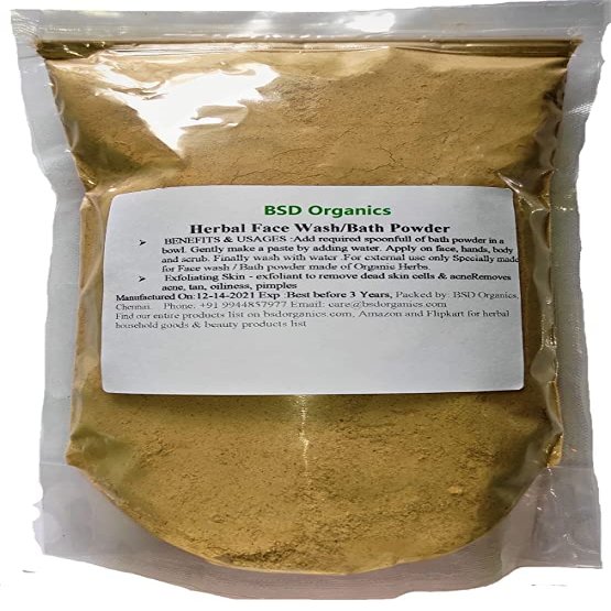 BSD Organics Natural Herbal face wash & bath scrub powder/Cara &Bano (100 Gram / 3.5 Ounce)