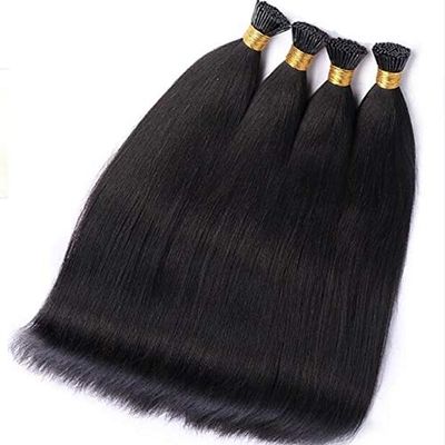 Silky Straight I Tip Hair Extensions 1g/s 100g Brazilian Human Hair Microlink Pre Bonded I Tip Hair (18inch 100strand, Color 2#)