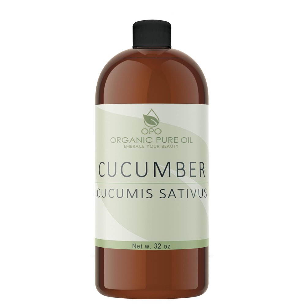 Cucumber Seed Oil 100% Pure Unrefined Cold Pressed Non GMO Vegan Bulk Carrier Oil for Face Skin Hair Body DIY Soap Making - 32 oz 1 Quart - Soothing Softens Hydrating Nourishing Skin Rejuvenating- OPO
