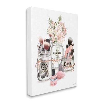 Stupell Industries Fashion Cosmetic Brushes in Glam Jars