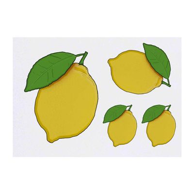 Azeeda 4 x 'Lemon & Leaf' Temporary Tattoos - Water Resistant, Skin-Safe, Non-Toxic Transfers, Mixed Sizes (TO00040781)