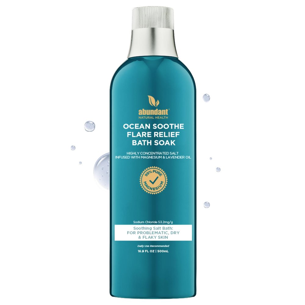 Abundant Natural Health Ocean Soothe Flare Relief Bath Soak with Highly Concentrated Pure Magnesium Salts and Lavender Oil to Help Relieve Problematic and Dry Skin, Safe for Sensitive Skin, 500mL