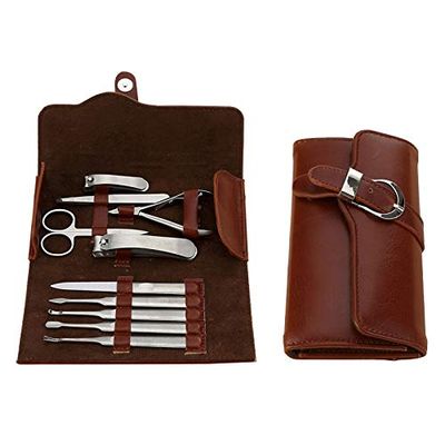 zxb-shop Manicure Set 10Pcs/Set Stainless Steel Manicure Tools Set Nails Clipper Scissors Professional Pedicure Kit Manicure Tool Travel Case Nail Clippers Pedicure Kit (Color : AS Shown)