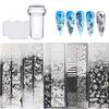 Nail Stamping Plate Set 5 Sheet Nail Printing Plate + 1 Stamp + 1 Scraper Heart Rose Leaf Flower Undersea Animal Template Pattern Manicure Tool DIY Stamp Design Decorative Nail Art Supplies view 1