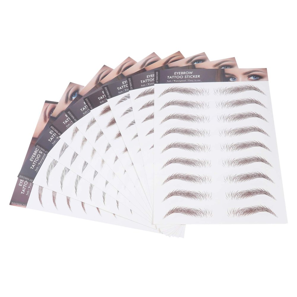 Beaupretty Eyebrow Wig Kit 9 Sheets of Temporary Brow Stickers 6d Hair-like Easy to Apply for Thyroid Conditions