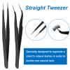 2 Pieces Straight and Curved Tip Tweezers Eyelash Extension Tweezers, Stainless Steel False Lash Application Tools (Black) view 4