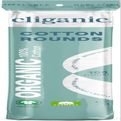 Cliganic Organic Cotton Rounds for Face (100 Count) | Makeup Remover Pads, Hypoallergenic, Lint-Free | 100% Pure Cotton