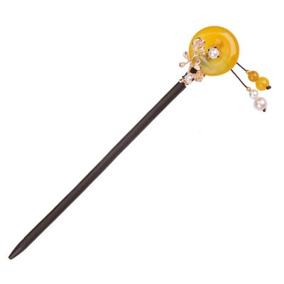 1pc simple antique hairpin Hair Accessory Rhinestone Stick Chopstick flower stick Ancient Stick Chinese Stick wooden piece Chinese style bride