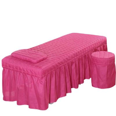 3pcs Set Beauty Salon Massage Table Bed Sheet Skirt SPA Bedspread Full Cover with Pillowcase, Stool Cover