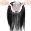 12" Bob Straight 100% Remy Human Hair Topper with 3D Bangs Clip in Hairpiece Topper Hair Piece 10x12cm Hand Tied U Shaped Top Mono Base Closure Topper for Women with Thinning Hair Natural Black view 2